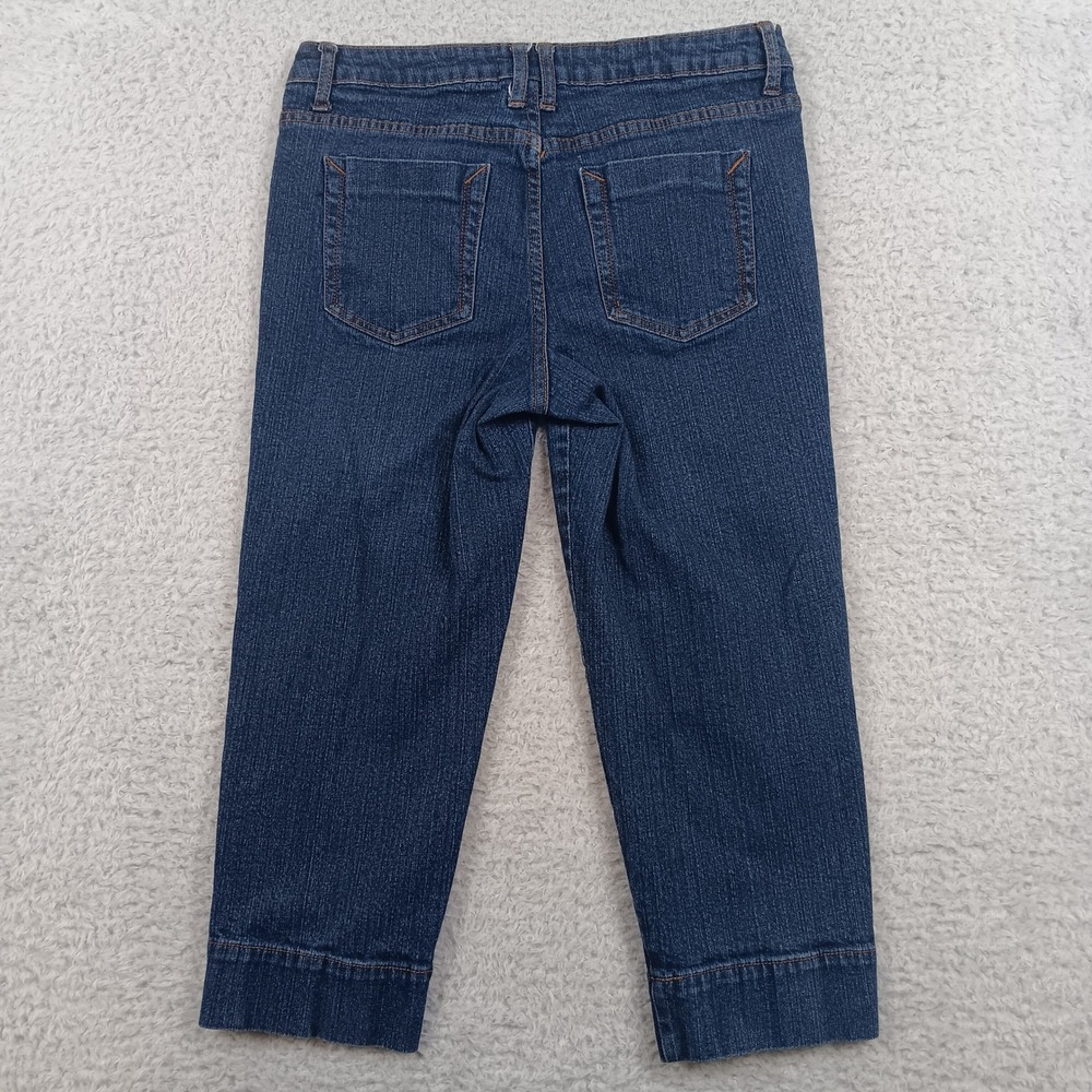 The Limited Capri Jean Womens 8 Blue Dark Wash Stretch Wide Cuff Denim - Picture 2 of 8